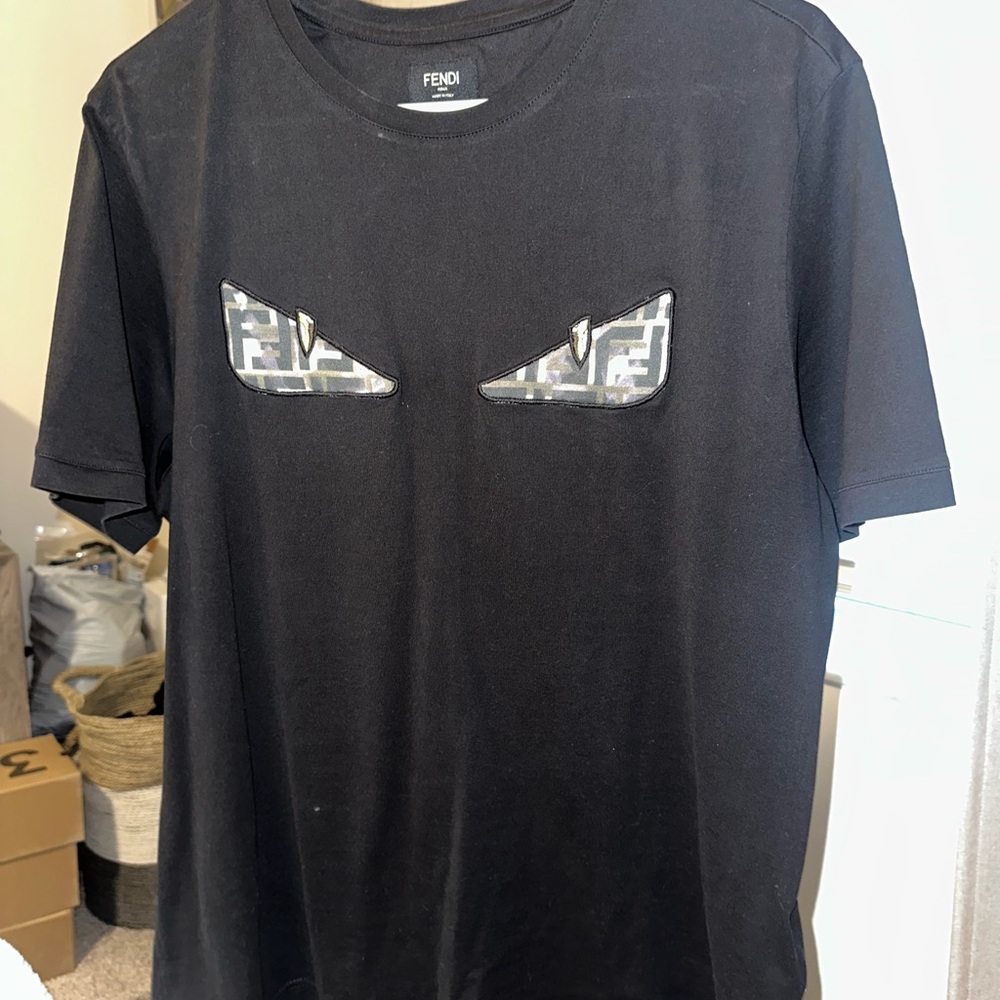 Fendi Black T-Shirt with Iconic Eye Motif